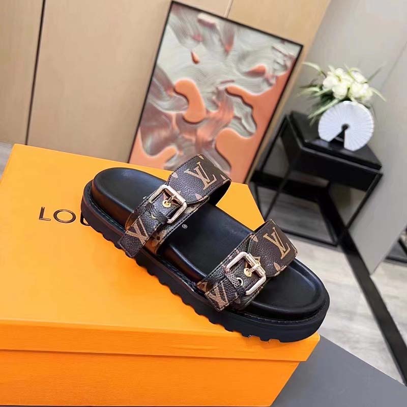 Bom dia leather mules Louis Vuitton Brown size 42 IT in Leather - 28874958