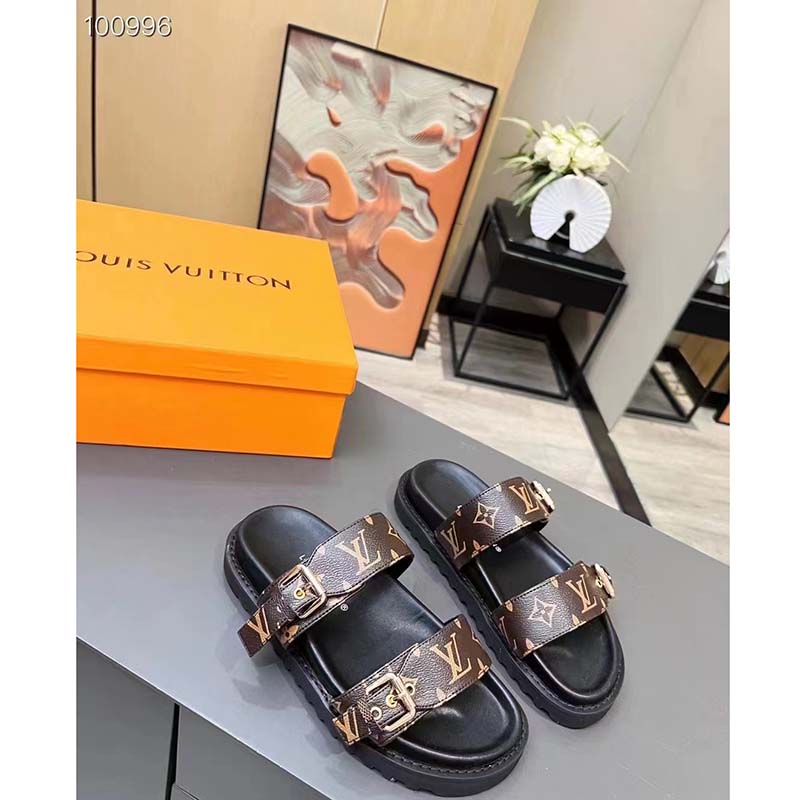 Bom dia leather sandal Louis Vuitton Brown size 40 EU in Leather - 35203177
