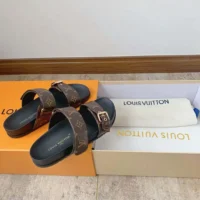 Louis Vuitton Women LV Bom Dia Flat Mule Brown Patent Monogram Canvas Anatomic Leather (1)