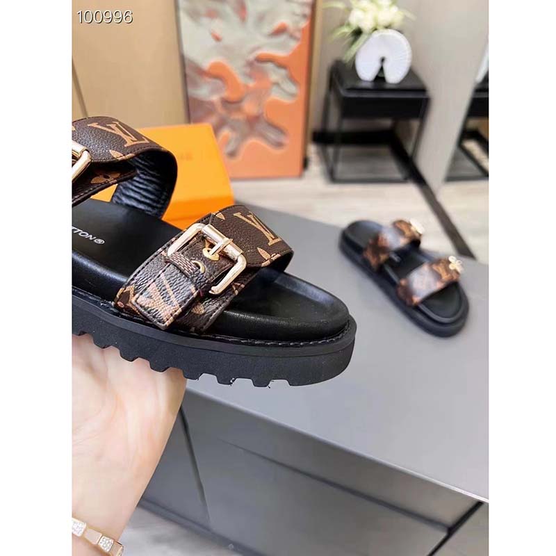 Bom dia leather mules Louis Vuitton Brown size 38 EU in Leather - 35610797