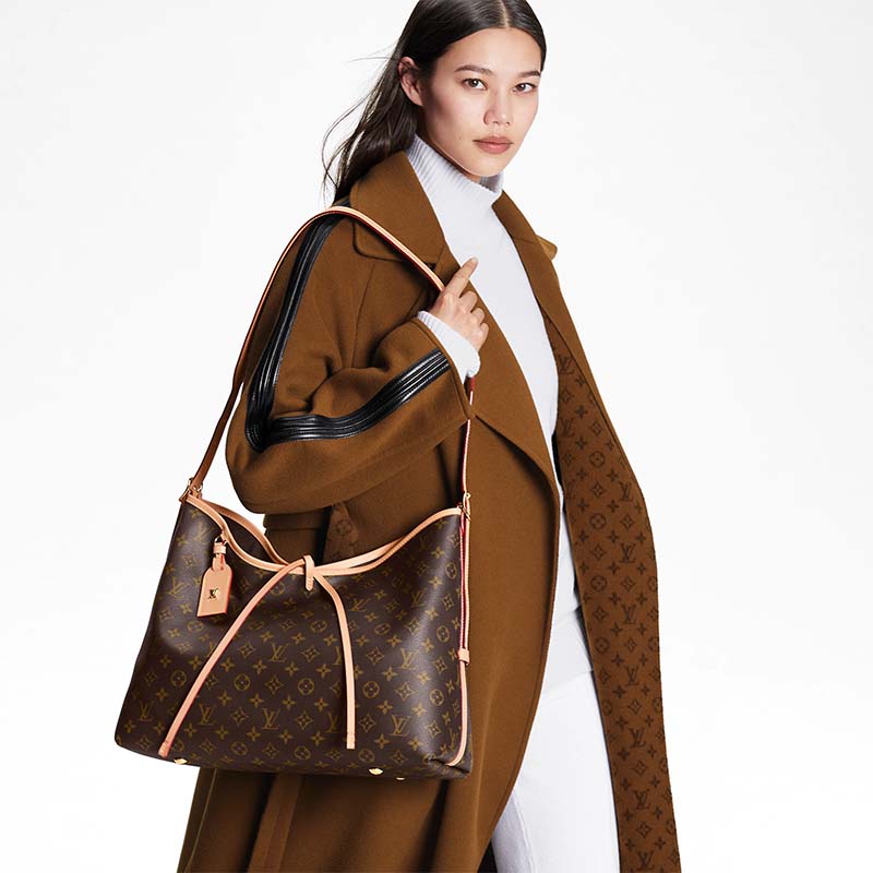 Louis Vuitton Women LV CarryAll MM Handbag Brown Monogram Coated
