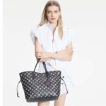 Louis Vuitton Women LV Neverfull MM Carryall Tote Bag Black Printed Embossed Grained Cowhide – Bild 12