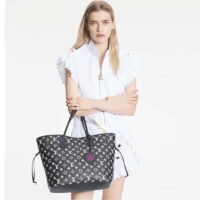 Louis Vuitton Women LV Neverfull MM Carryall Tote Bag Black Printed Embossed Grained Cowhide (4)