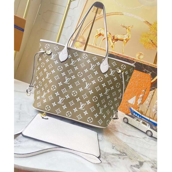 Louis Vuitton Women LV Neverfull MM Carryall Tote Bag Printed Embossed Grained Cowhide (2)