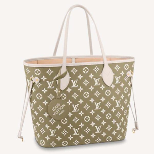 Louis Vuitton Women LV Neverfull MM Carryall Tote Bag Printed Embossed Grained Cowhide (3)