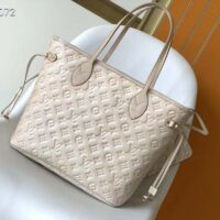 Louis Vuitton Women LV Neverfull MM Carryall Tote Beige Sprayed Embossed Grained Cowhide (10)