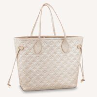 Louis Vuitton Women LV Neverfull MM Carryall Tote Beige Sprayed Embossed Grained Cowhide