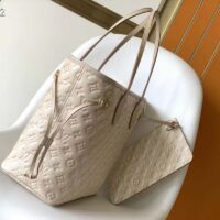 Louis Vuitton Women LV Neverfull MM Carryall Tote Beige Sprayed Embossed Grained Cowhide (10)