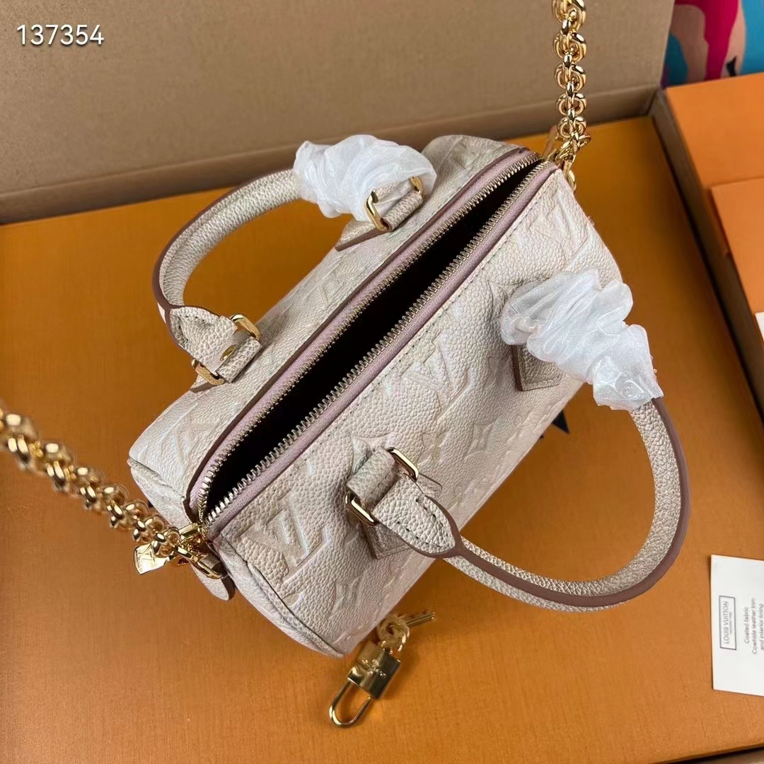 Louis Vuitton Speedy Bandouliere 20 Beige Clair in Grained Cowhide Leather  with Gold-tone - US