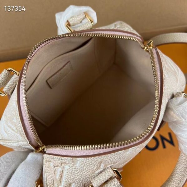 Louis Vuitton Women LV Speedy Bandouliere 20 Bag Beige Embossed Grained Cowhide Leather (4)