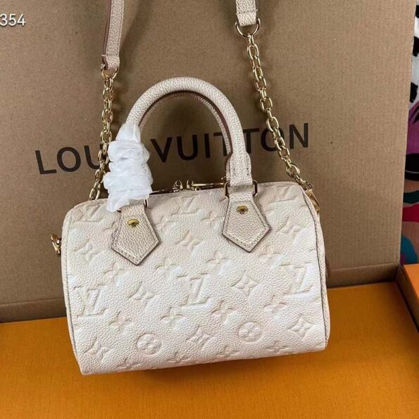 Louis Vuitton Women LV Speedy Bandouliere 20 Bag Beige Embossed Grained ...
