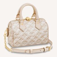 Louis Vuitton Women LV Speedy Bandouliere 20 Bag Beige Embossed Grained Cowhide Leather (9)