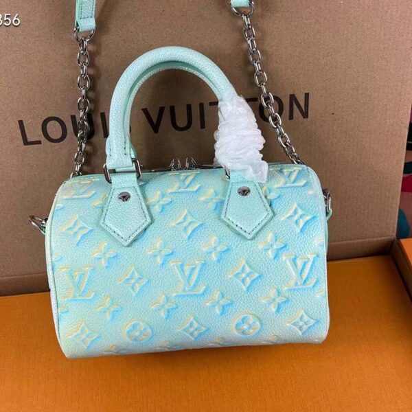 Louis Vuitton Women LV Speedy Bandouliere 20 Bag Green Embossed Grained Cowhide Leather (8)