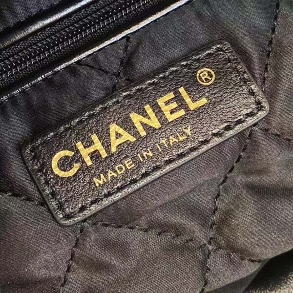 Chanel Women 22 Handbag Shiny Calfskin Gold-Tone Metal Black (10)
