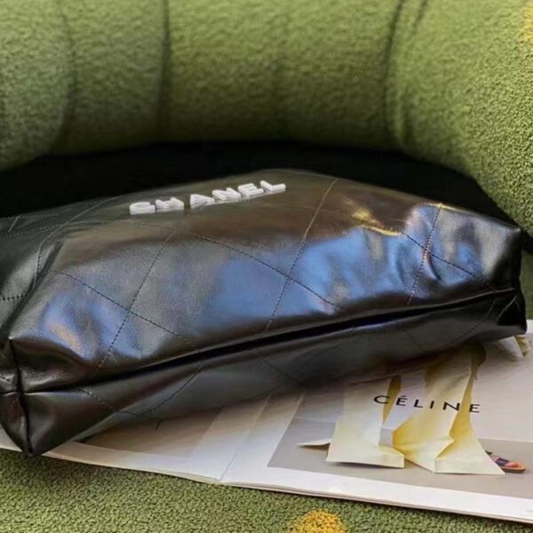 Chanel Women 22 Handbag Shiny Calfskin Gold-Tone Metal Black (3)