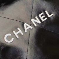 Chanel Women 22 Handbag Shiny Calfskin Gold-Tone Metal Black (9)