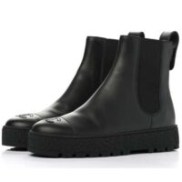 Chanel Women CC Ankle Boots Calfskin Leather Black Low Heel (1)