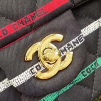 Chanel Women CC Classic Handbag Cotton Gold-Tone Metal Black Multicolor (1)