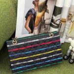 Chanel Women CC Classic Handbag Cotton Gold-Tone Metal Black Multicolor - Bild 6