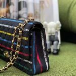 Chanel Women CC Classic Handbag Cotton Gold-Tone Metal Black Multicolor - Bild 5