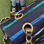 Chanel Women CC Classic Handbag Cotton Gold-Tone Metal Black Multicolor - Bild 11