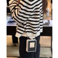 Chanel Women CC Evening Bag Lambskin Plexi Gold-Tone Metal Black White (9)