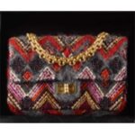 Chanel Donna CC Solo 1 Borsa Set di 4 Mini Borse in Pelle di Agnello Blu Paillettes Perle di Vetro