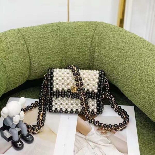 Chanel Women CC Small Evening Bag Imitation Glass Pearls Gold-Tone Metal Black (1)
