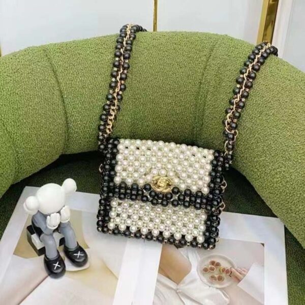 Chanel Women CC Small Evening Bag Imitation Glass Pearls Gold-Tone Metal Black (12)