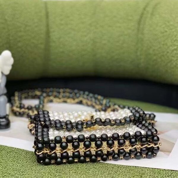 Chanel Women CC Small Evening Bag Imitation Glass Pearls Gold-Tone Metal Black (13)