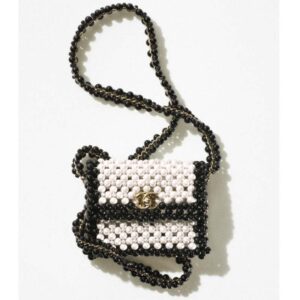 Chanel Women CC Small Evening Bag Imitation Glass Pearls Gold-Tone Metal Black