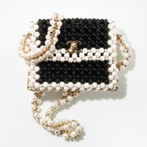 Chanel Women CC Small Evening Bag Imitation Glass Pearls Gold-Tone Metal Black