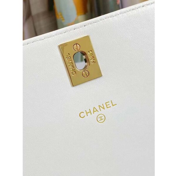 Chanel Women CC Wallet On Chain Embroidered Satin Sequins Gold-Tone Metal White Silver (11)