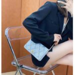 Chanel Women CC Wallet On Chain Embroidered Satin Sequins Gold-Tone Metal White Silver - Image 13