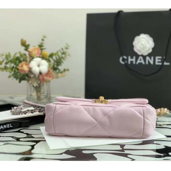 Chanel Women Chanel 19 Flap Bag Pink Lambskin Gold Silver-Tone Ruthenium-Finish Metal (1)