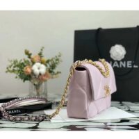 Chanel Women Chanel 19 Flap Bag Pink Lambskin Gold Silver-Tone Ruthenium-Finish Metal (4)