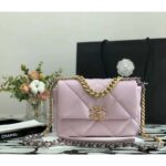 Chanel Women Chanel 19 Flap Bag Pink Lambskin Gold Silver-Tone Ruthenium-Finish Metal – Bild 2