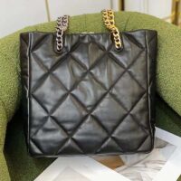 Chanel Women Chanel 19 Shopping Bag Lambskin Gold Silver-Tone Metal Black (3)