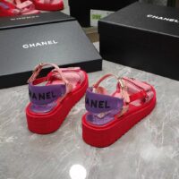 Chanel Women Open Toe Sandal in Calfskin Leather Purple Pink (9)