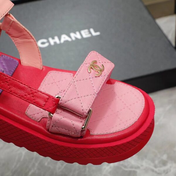 Chanel Women Open Toe Sandal in Calfskin Leather Purple Pink (5)