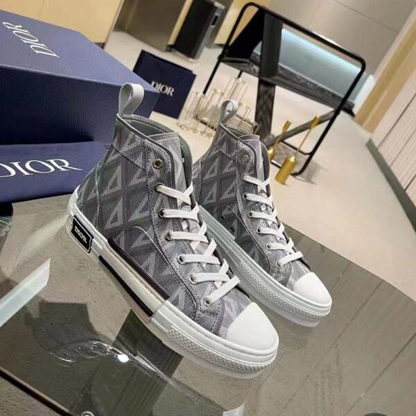 Dior Unisex B23 High Top Sneaker Gray CD Diamond Canvas (3)