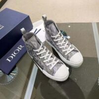 Dior Unisex B23 High Top Sneaker Gray CD Diamond Canvas (13)