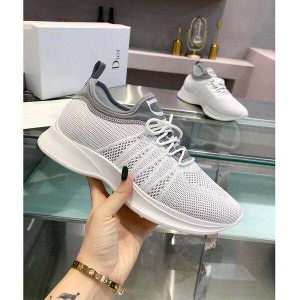 Dior Unisex CD B25 Sneaker Gray Neoprene White Technical Mesh Low-Top Lace-Up (9)