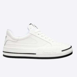 Dior Unisex CD D-Freeway Sneaker Vibe White Calfskin Leather Two Tone Rubber Sole Star