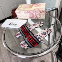 Dior Unisex CD Dway Slide Black Multicolor Embroidered Cotton Toile De Jouy Pop (10)