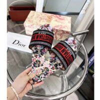 Dior Unisex CD Dway Slide Black Multicolor Embroidered Cotton Toile De Jouy Pop (10)