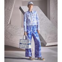 Dior Unisex CD Dway Slide Bright Blue Toile De Jouy Embroidered Cotton (10)