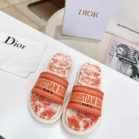 Dior Unisex CD Dway Slide Bright Orange Toile De Jouy Embroidered Cotton (2)