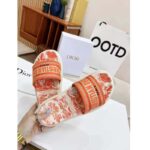 Dior Women CD Dway Slide Bright Orange Toile De Jouy Embroidered Cotton - Image 3