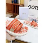 Dior Women CD Dway Slide Bright Orange Toile De Jouy Embroidered Cotton - Image 5